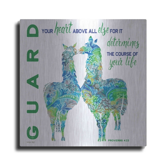 Luxe Metal Art 'Guard Your Heart Llamas' by Cindy Jacobs, Metal Wall Art