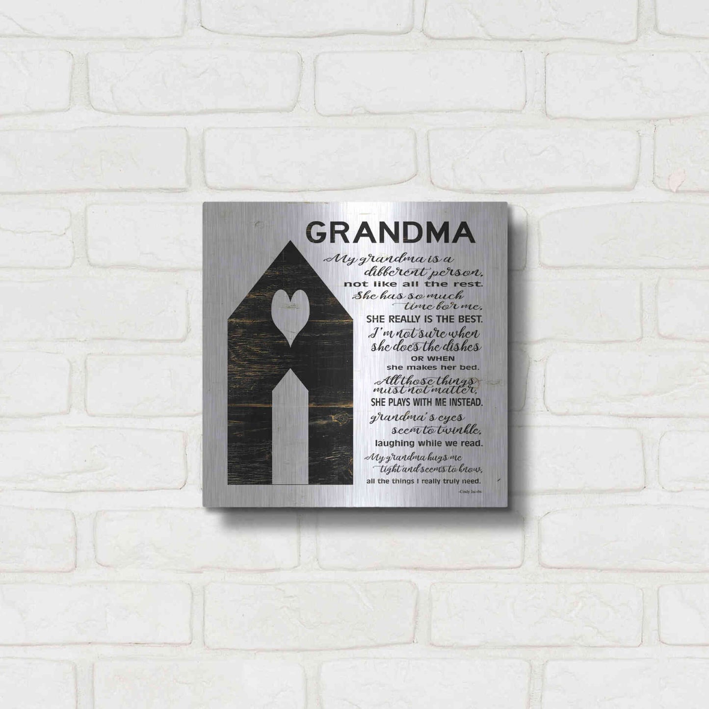 Luxe Metal Art 'My Grandma is the Best' by Cindy Jacobs, Metal Wall Art,12x12