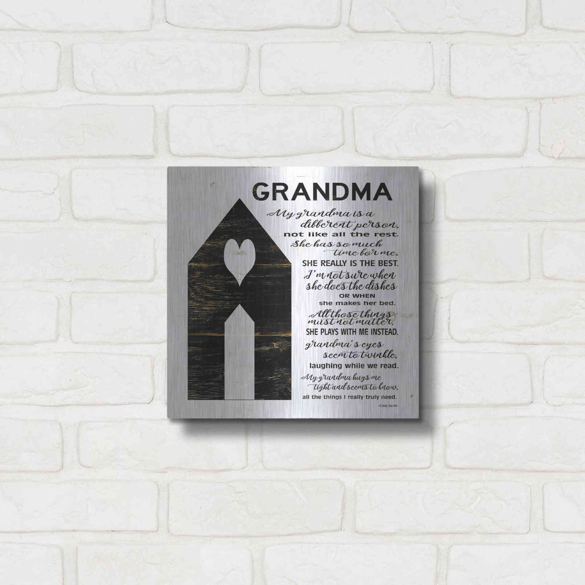Luxe Metal Art 'My Grandma is the Best' by Cindy Jacobs, Metal Wall Art,12x12