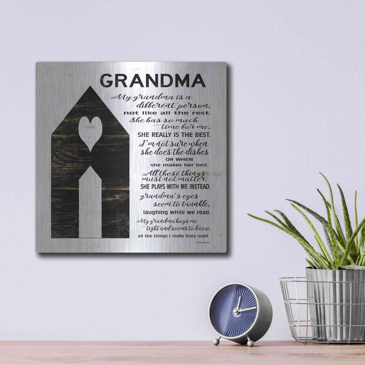 Luxe Metal Art 'My Grandma is the Best' by Cindy Jacobs, Metal Wall Art,12x12