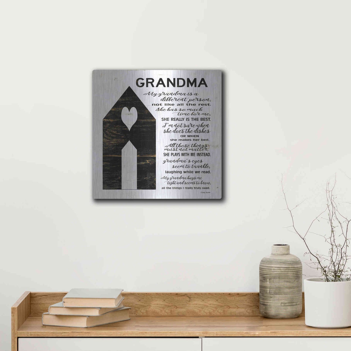 Luxe Metal Art 'My Grandma is the Best' by Cindy Jacobs, Metal Wall Art,12x12