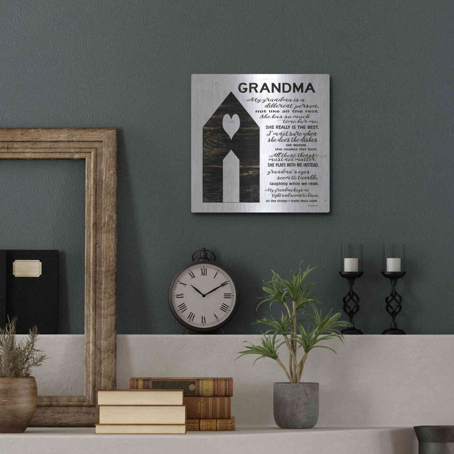 Luxe Metal Art 'My Grandma is the Best' by Cindy Jacobs, Metal Wall Art,12x12
