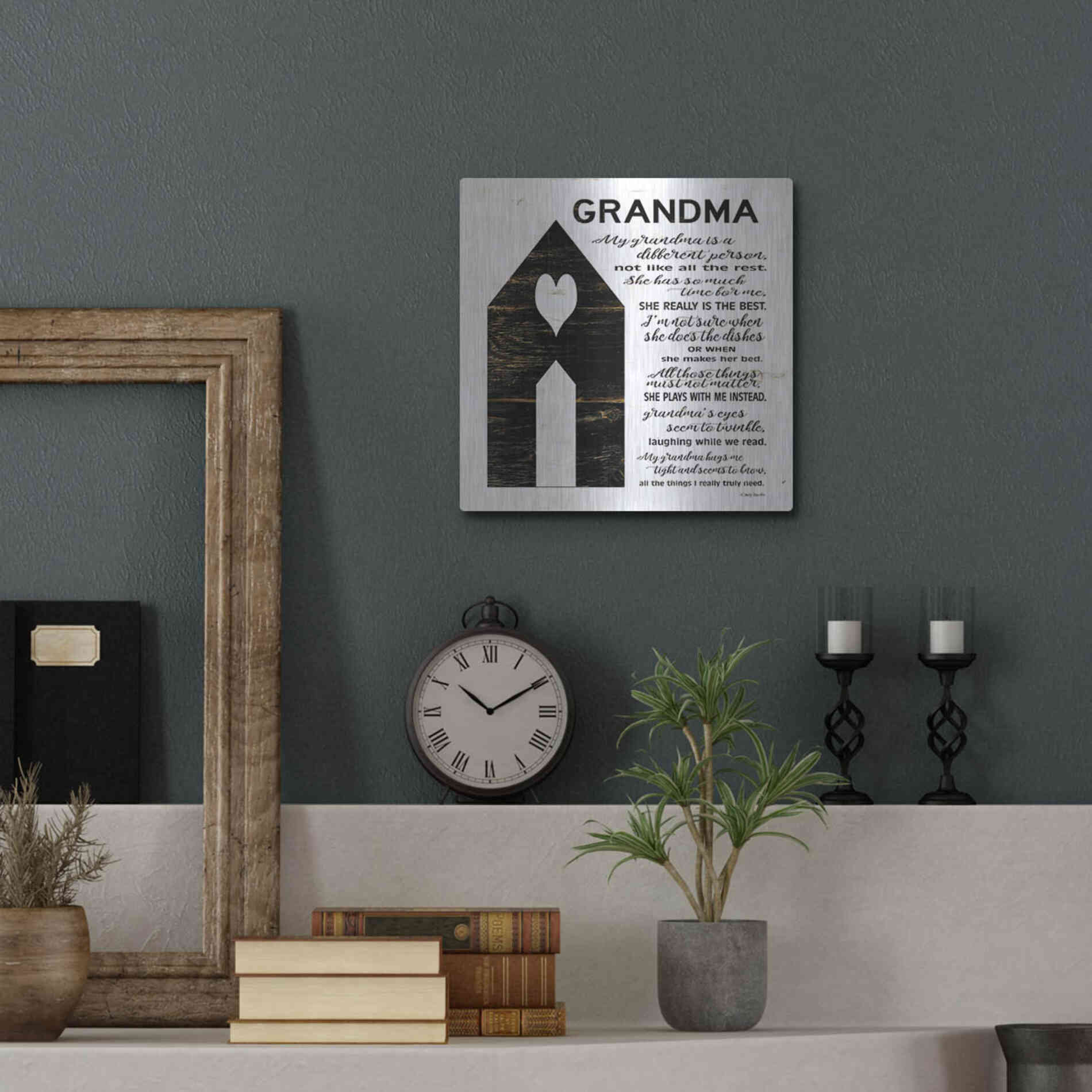 Luxe Metal Art 'My Grandma is the Best' by Cindy Jacobs, Metal Wall Art,12x12