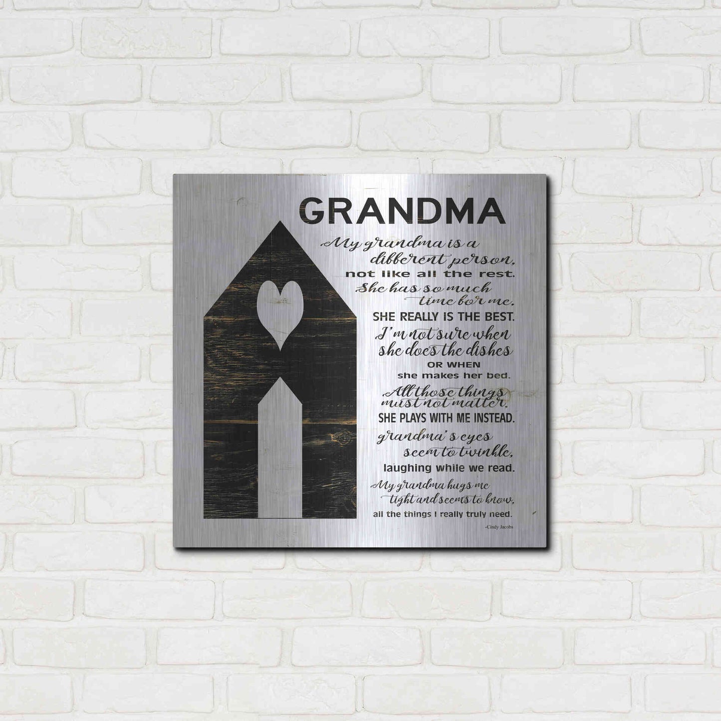 Luxe Metal Art 'My Grandma is the Best' by Cindy Jacobs, Metal Wall Art,24x24