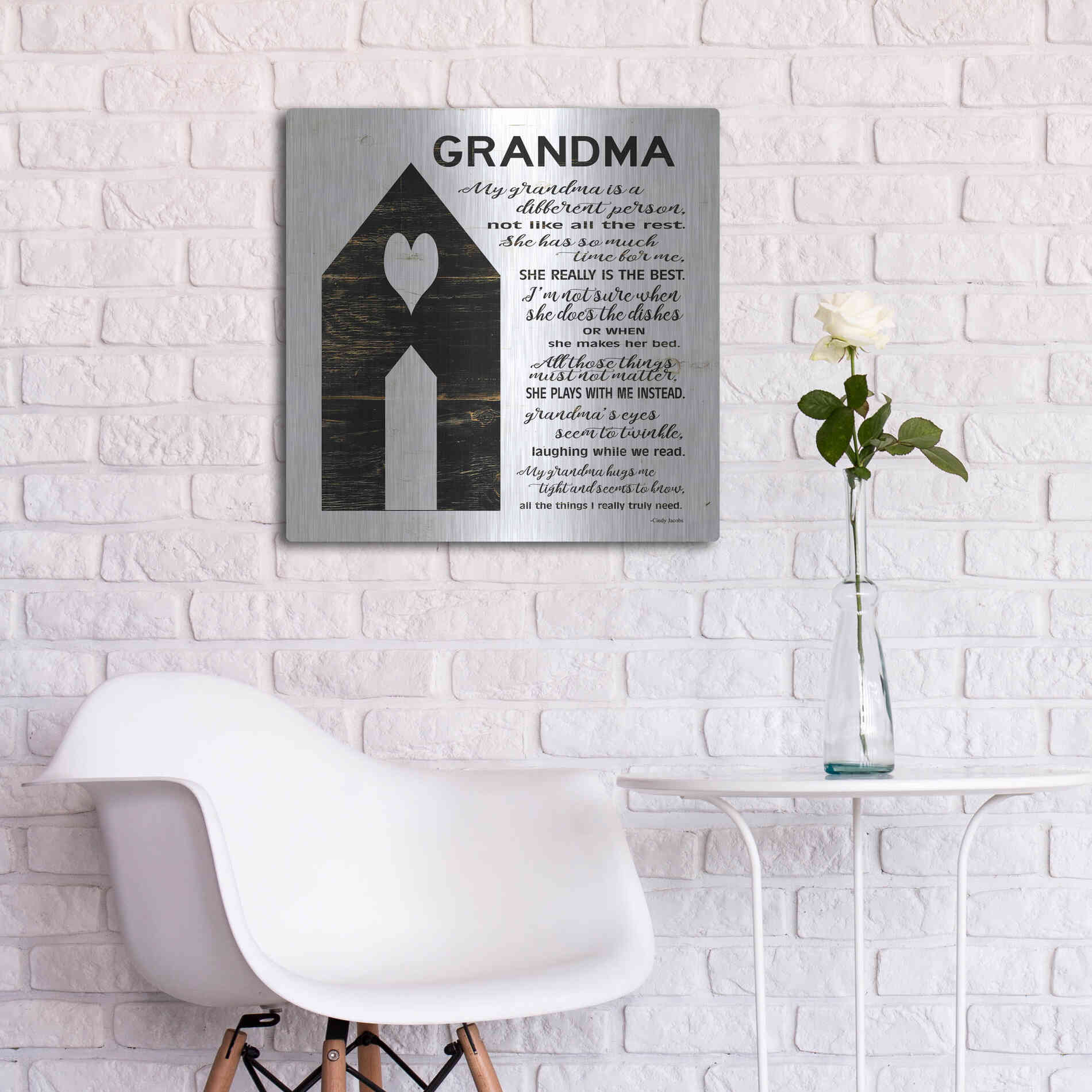 Luxe Metal Art 'My Grandma is the Best' by Cindy Jacobs, Metal Wall Art,24x24