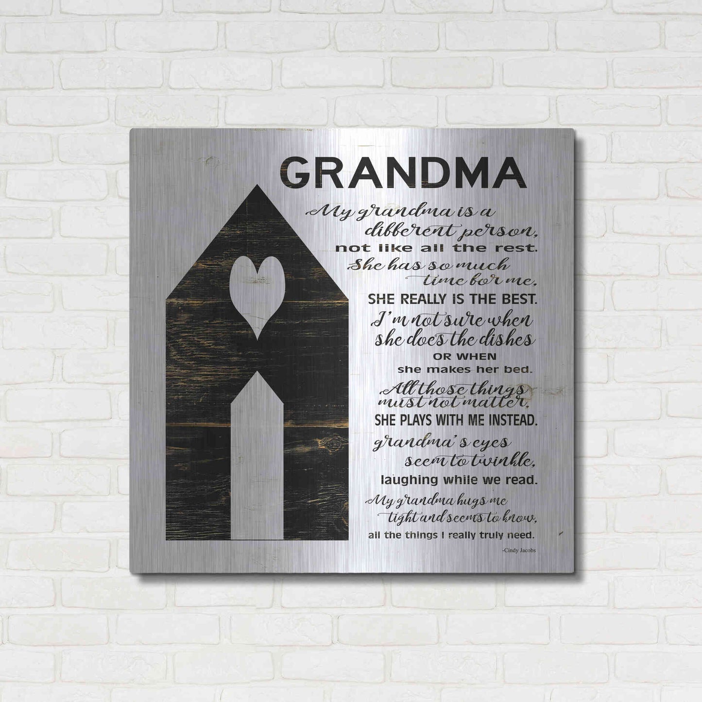 Luxe Metal Art 'My Grandma is the Best' by Cindy Jacobs, Metal Wall Art,36x36