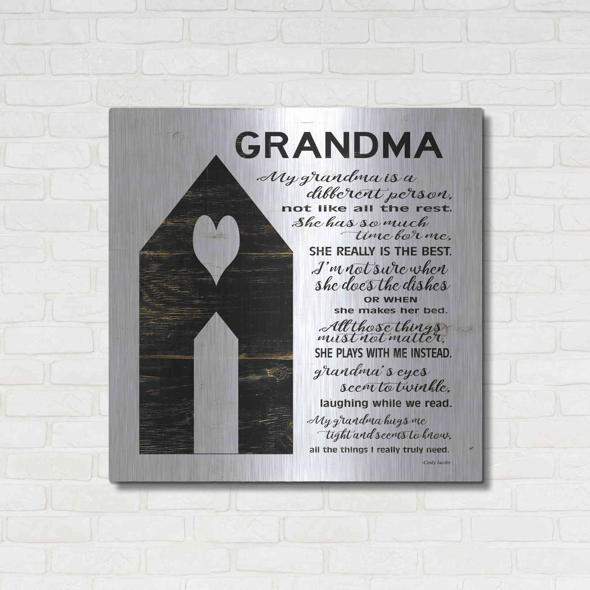 Luxe Metal Art 'My Grandma is the Best' by Cindy Jacobs, Metal Wall Art,36x36