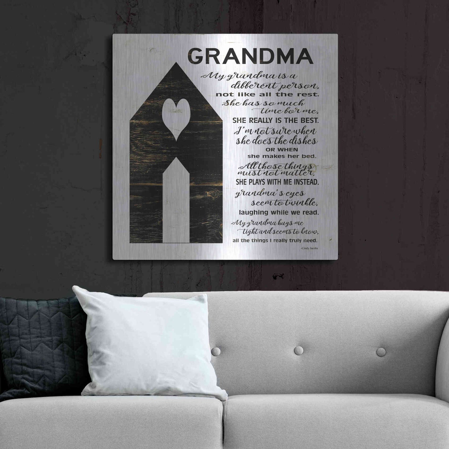 Luxe Metal Art 'My Grandma is the Best' by Cindy Jacobs, Metal Wall Art,36x36