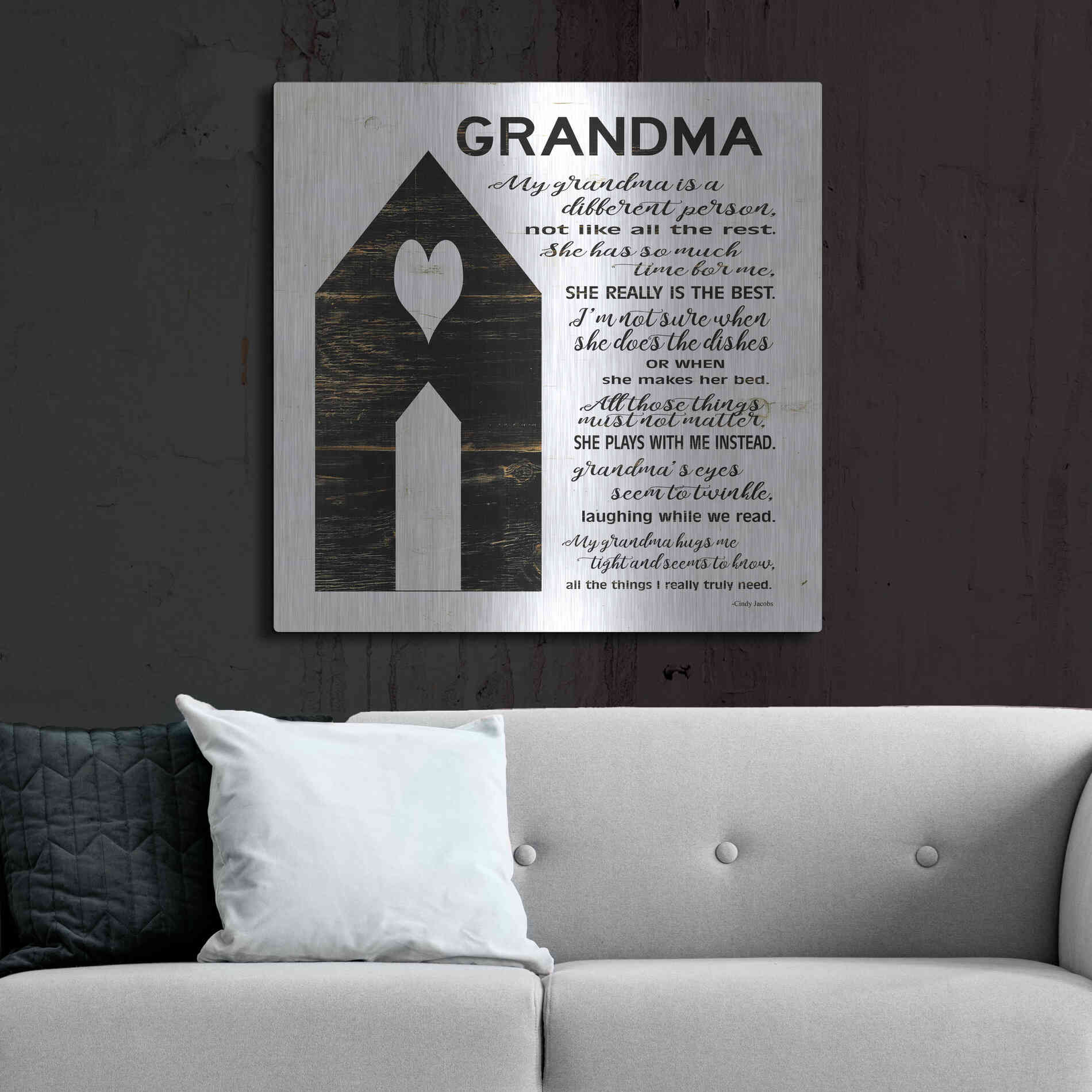 Luxe Metal Art 'My Grandma is the Best' by Cindy Jacobs, Metal Wall Art,36x36