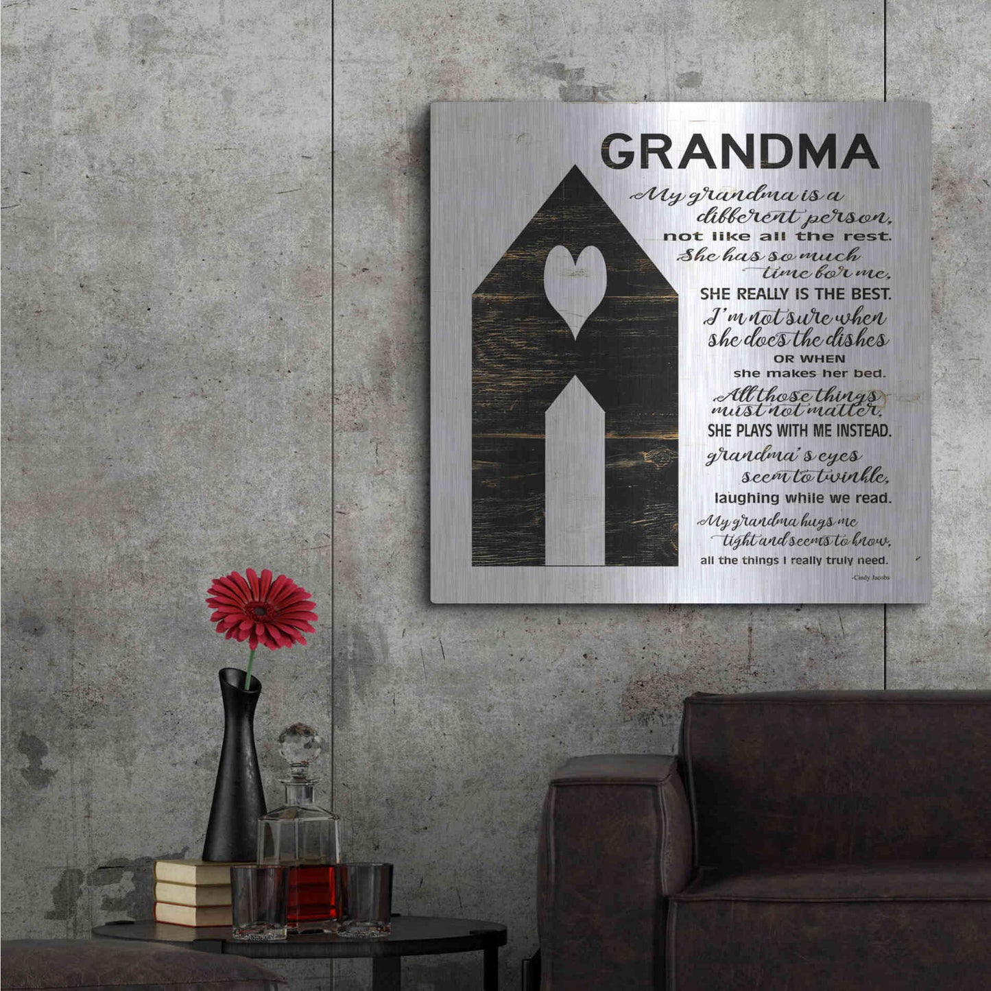 Luxe Metal Art 'My Grandma is the Best' by Cindy Jacobs, Metal Wall Art,36x36