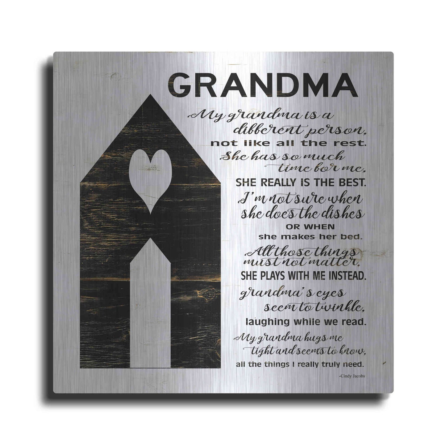 Luxe Metal Art 'My Grandma is the Best' by Cindy Jacobs, Metal Wall Art