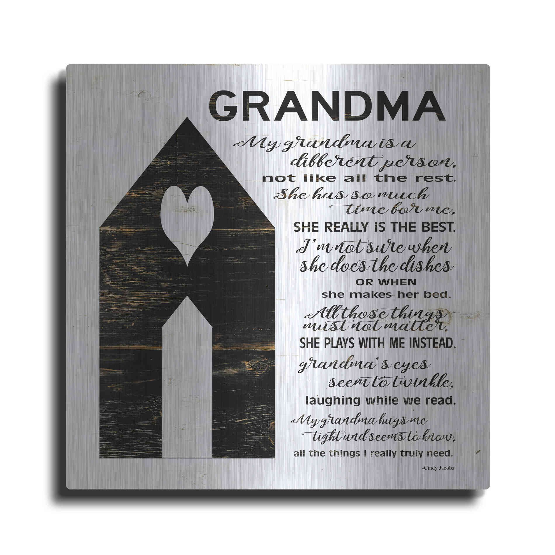 Luxe Metal Art 'My Grandma is the Best' by Cindy Jacobs, Metal Wall Art