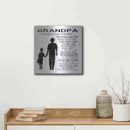 Luxe Metal Art 'My Grandpa is the Best' by Cindy Jacobs, Metal Wall Art,12x12