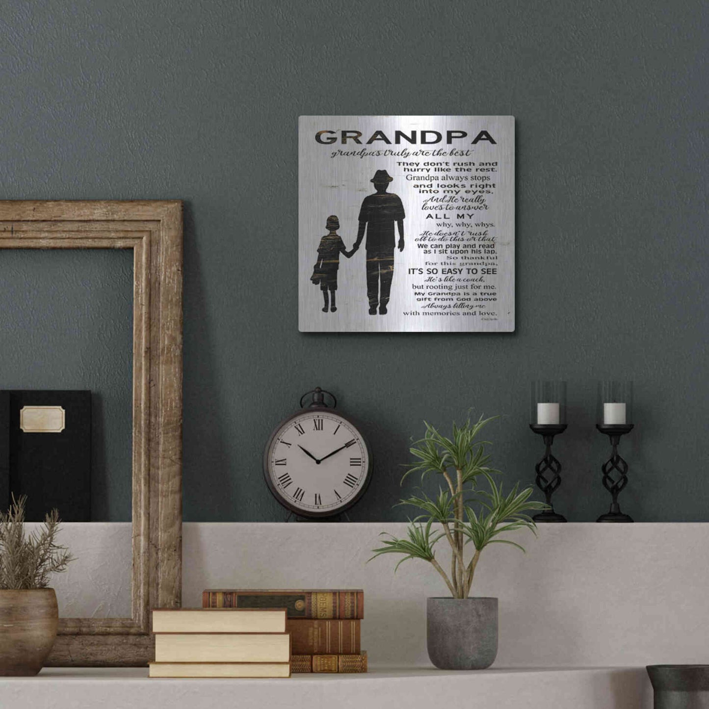 Luxe Metal Art 'My Grandpa is the Best' by Cindy Jacobs, Metal Wall Art,12x12