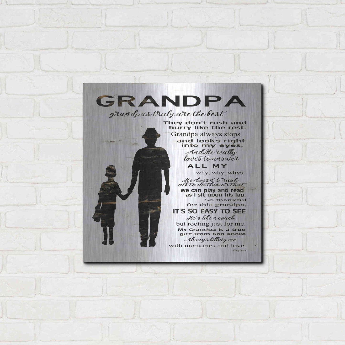 Luxe Metal Art 'My Grandpa is the Best' by Cindy Jacobs, Metal Wall Art,24x24