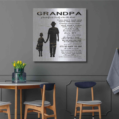 Luxe Metal Art 'My Grandpa is the Best' by Cindy Jacobs, Metal Wall Art,36x36