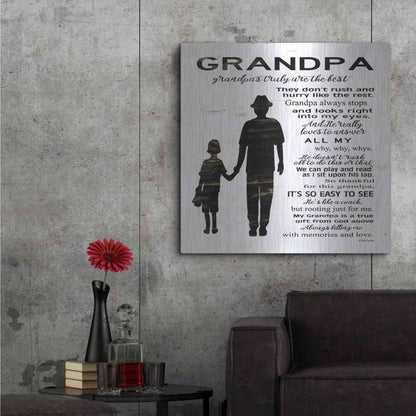 Luxe Metal Art 'My Grandpa is the Best' by Cindy Jacobs, Metal Wall Art,36x36