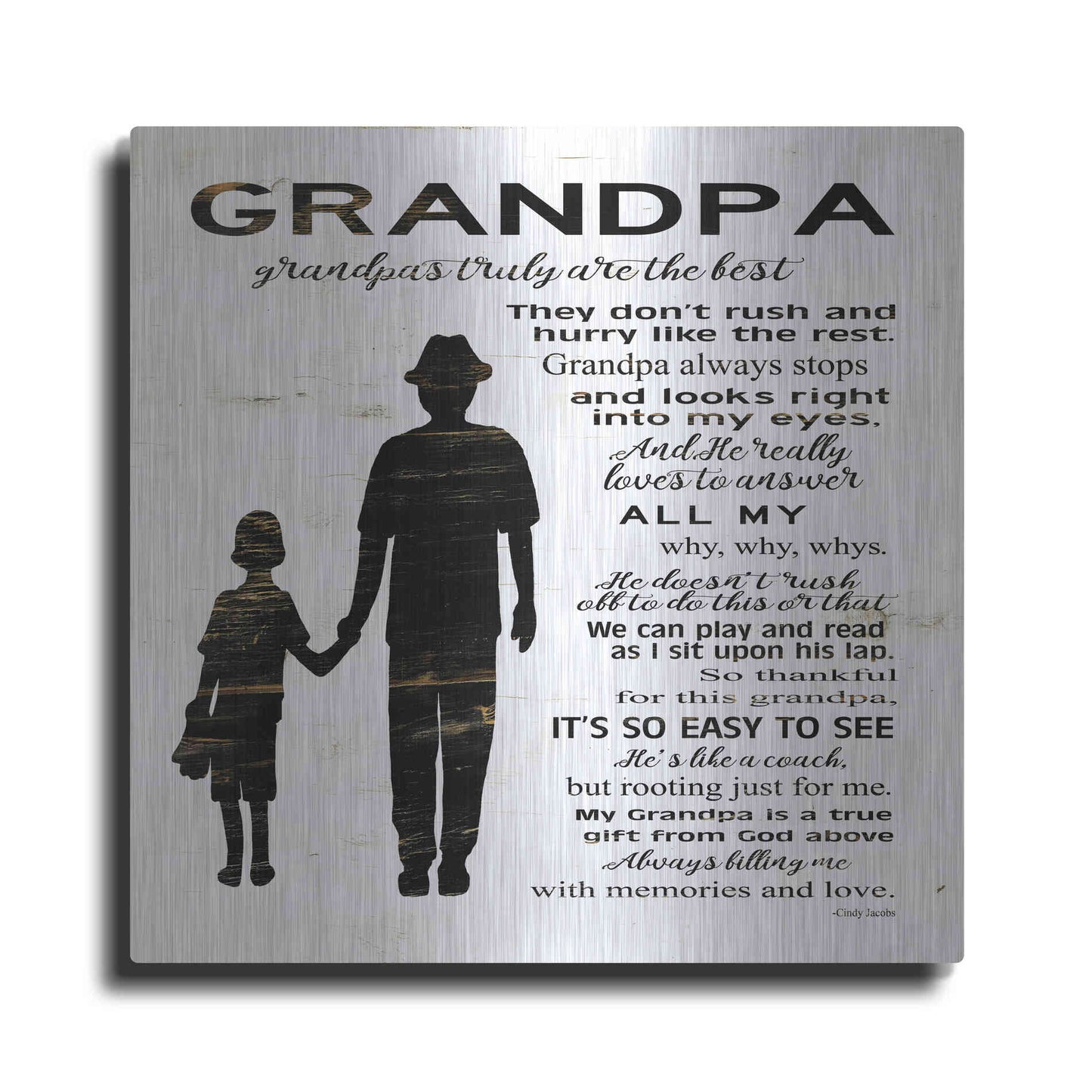 Luxe Metal Art 'My Grandpa is the Best' by Cindy Jacobs, Metal Wall Art