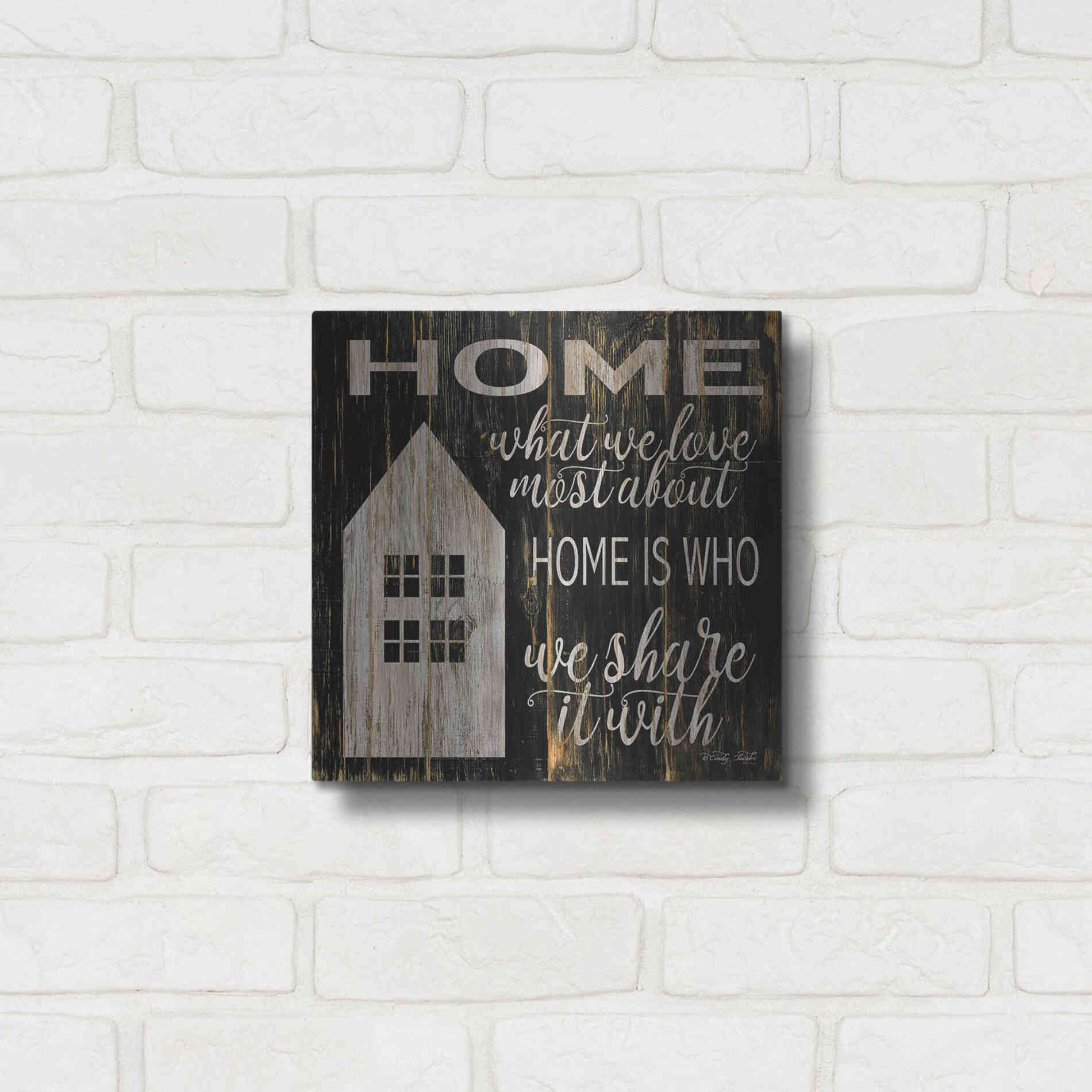 Luxe Metal Art 'Home is Who We Share It With' by Cindy Jacobs, Metal Wall Art,12x12