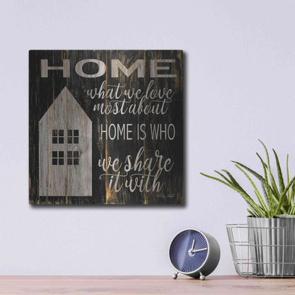Luxe Metal Art 'Home is Who We Share It With' by Cindy Jacobs, Metal Wall Art,12x12