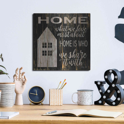 Luxe Metal Art 'Home is Who We Share It With' by Cindy Jacobs, Metal Wall Art,12x12