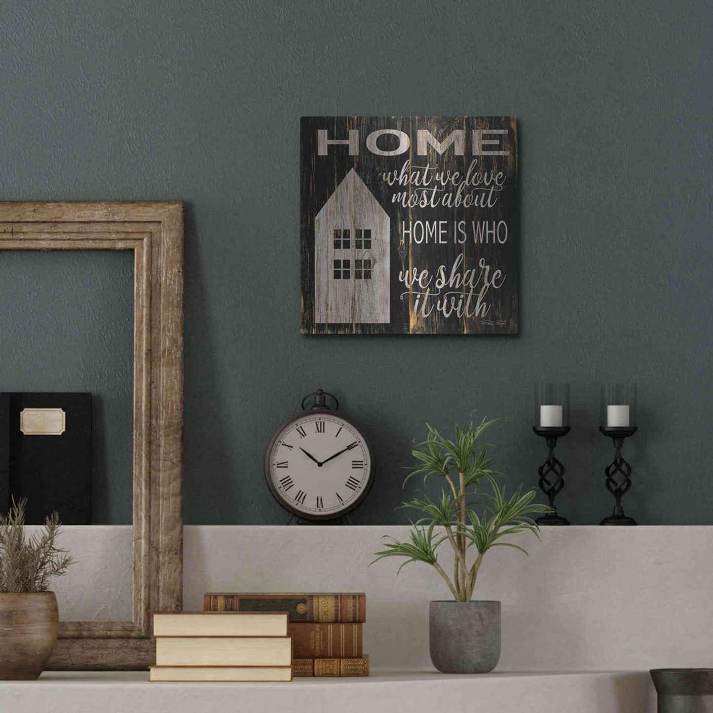 Luxe Metal Art 'Home is Who We Share It With' by Cindy Jacobs, Metal Wall Art,12x12