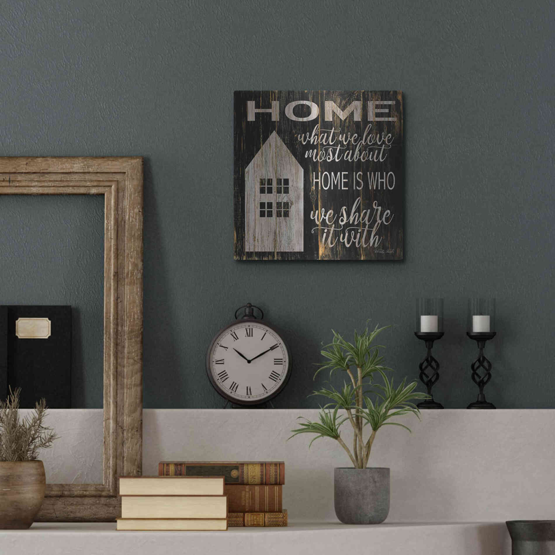 Luxe Metal Art 'Home is Who We Share It With' by Cindy Jacobs, Metal Wall Art,12x12