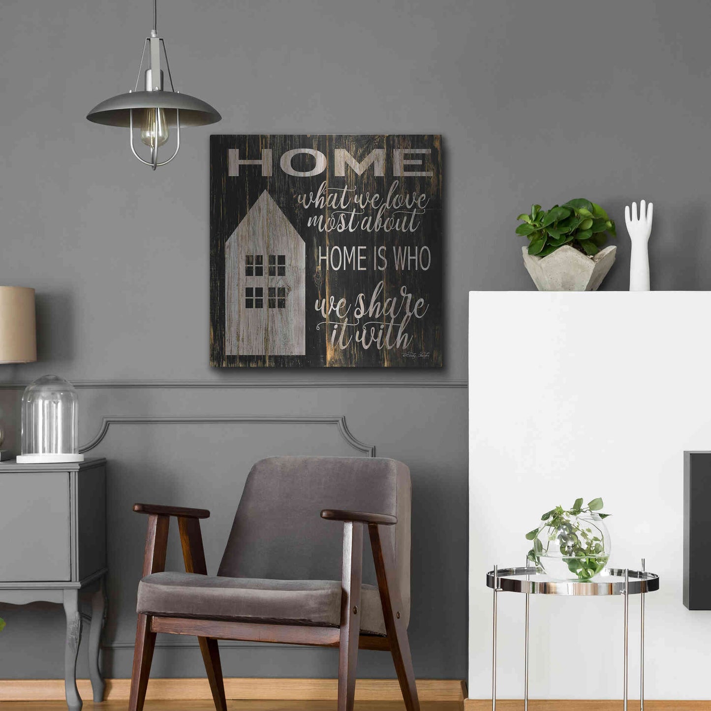 Luxe Metal Art 'Home is Who We Share It With' by Cindy Jacobs, Metal Wall Art,24x24