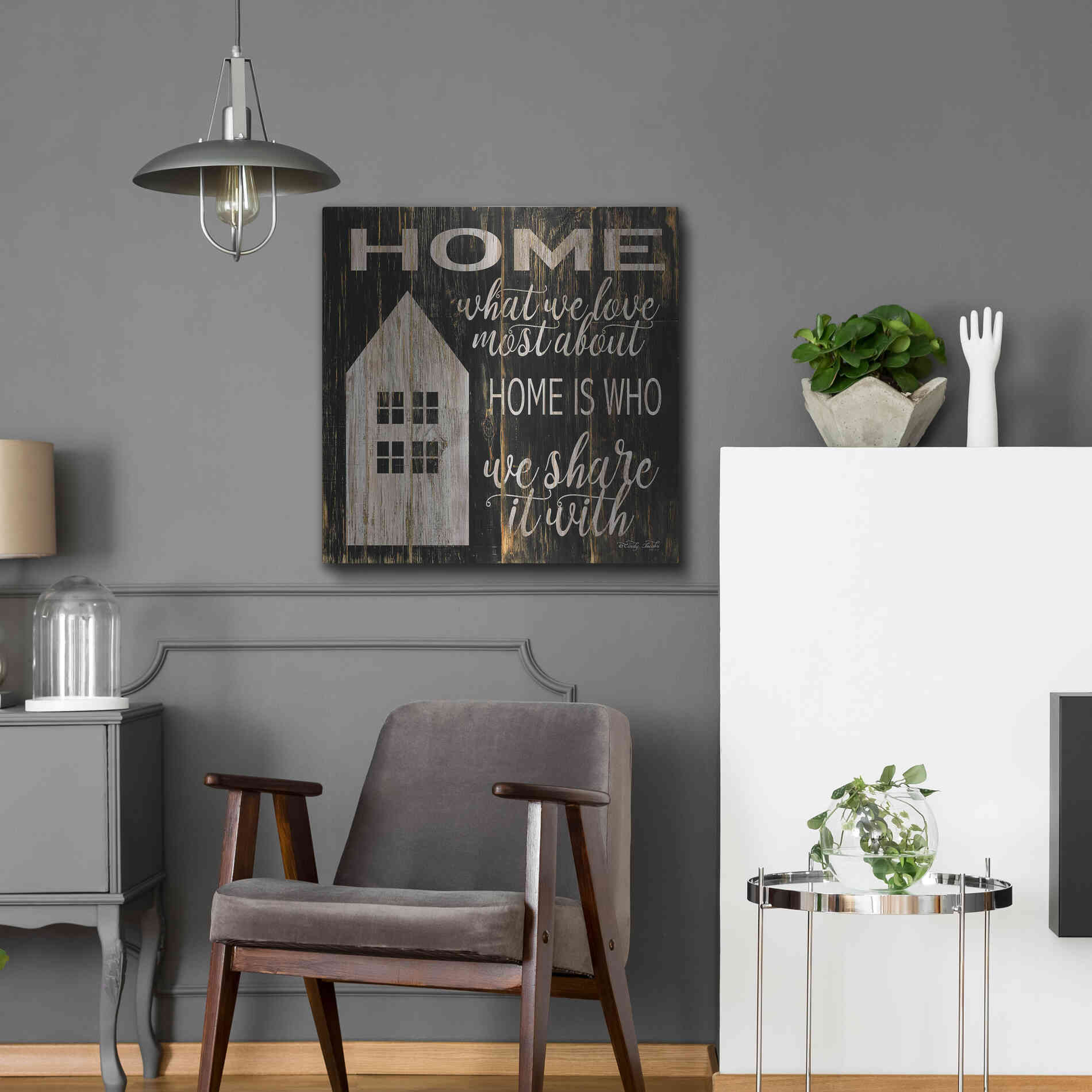 Luxe Metal Art 'Home is Who We Share It With' by Cindy Jacobs, Metal Wall Art,24x24