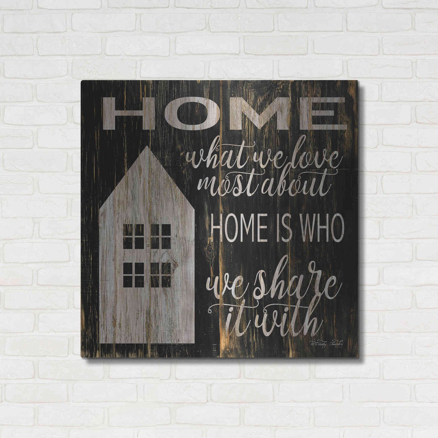 Luxe Metal Art 'Home is Who We Share It With' by Cindy Jacobs, Metal Wall Art,36x36