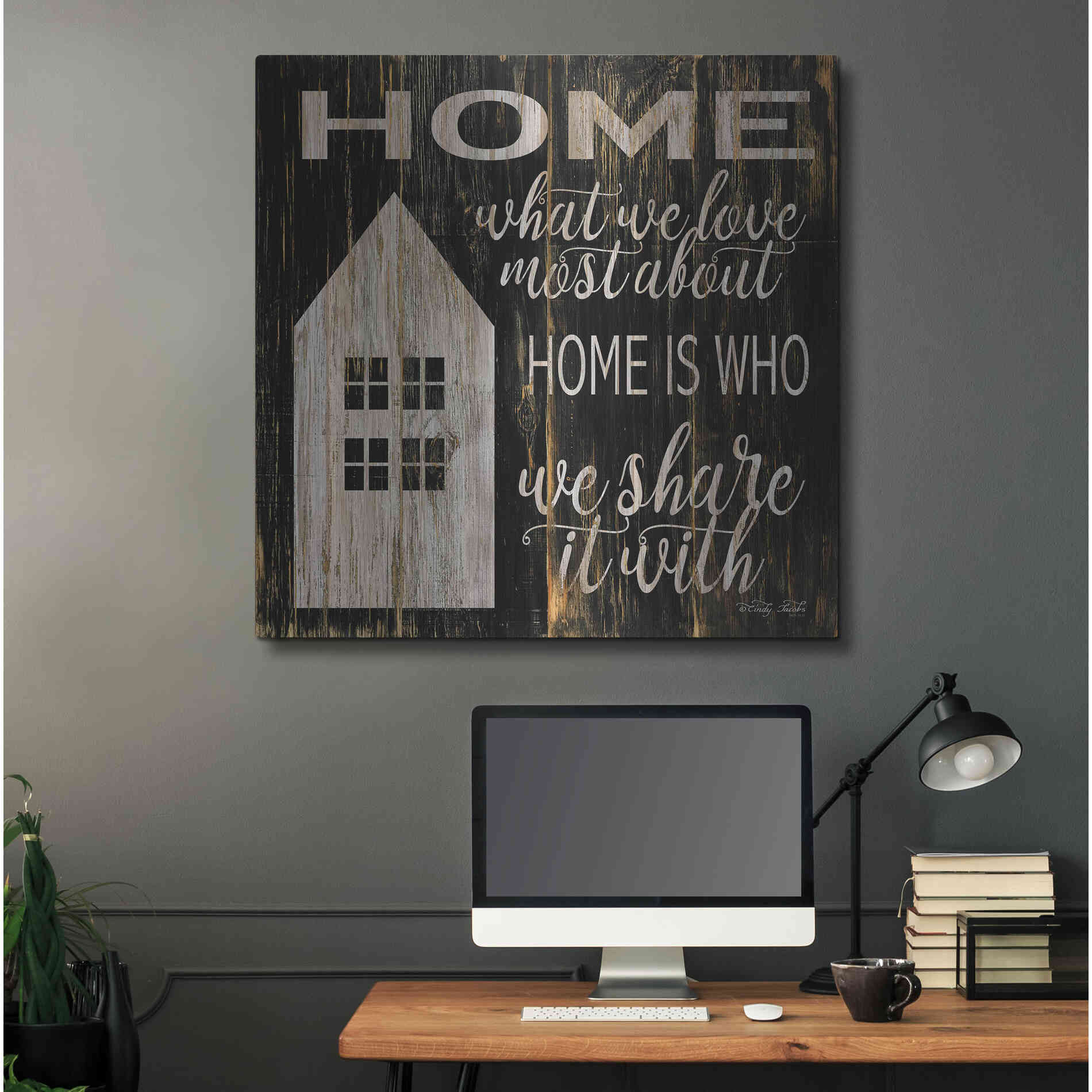 Luxe Metal Art 'Home is Who We Share It With' by Cindy Jacobs, Metal Wall Art,36x36