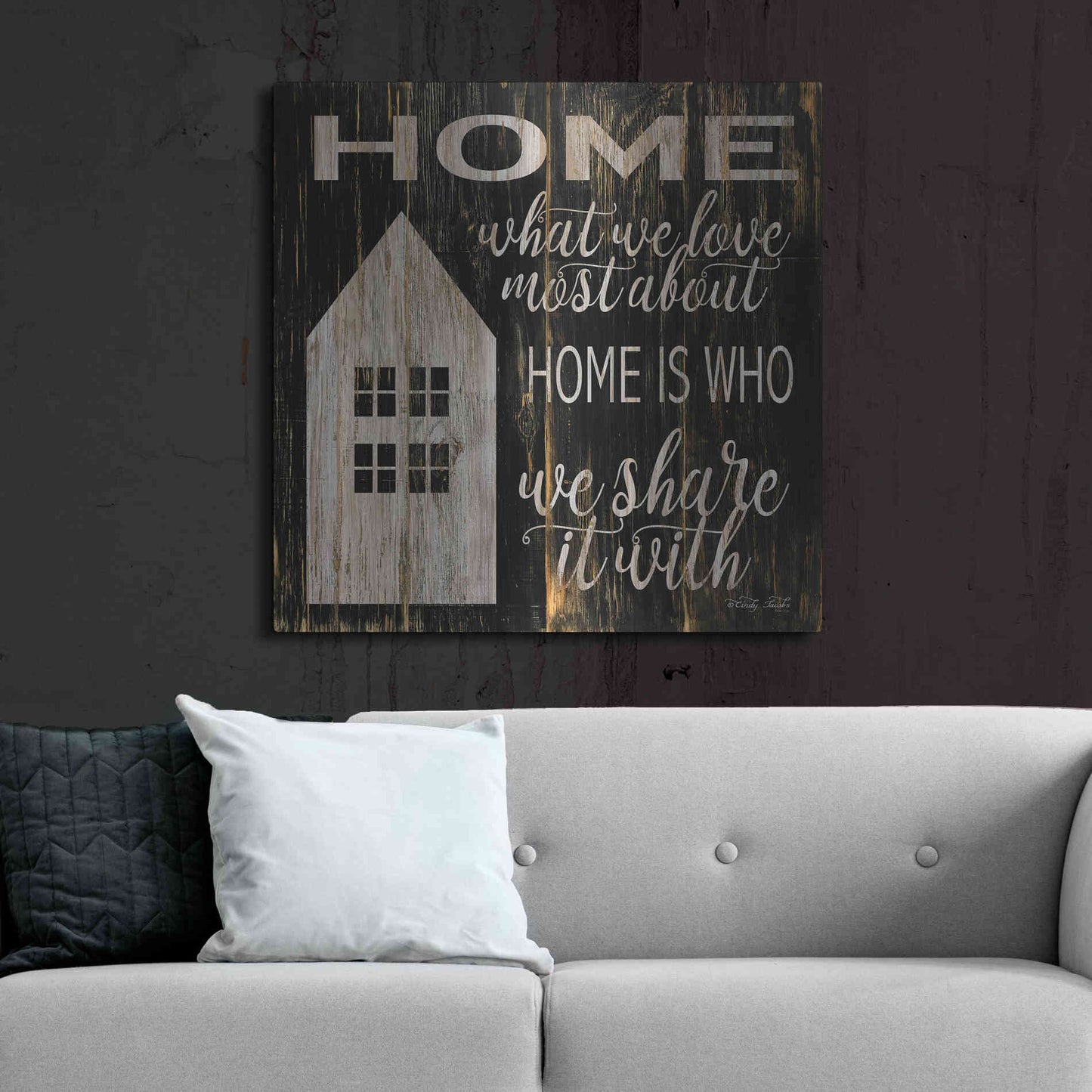 Luxe Metal Art 'Home is Who We Share It With' by Cindy Jacobs, Metal Wall Art,36x36