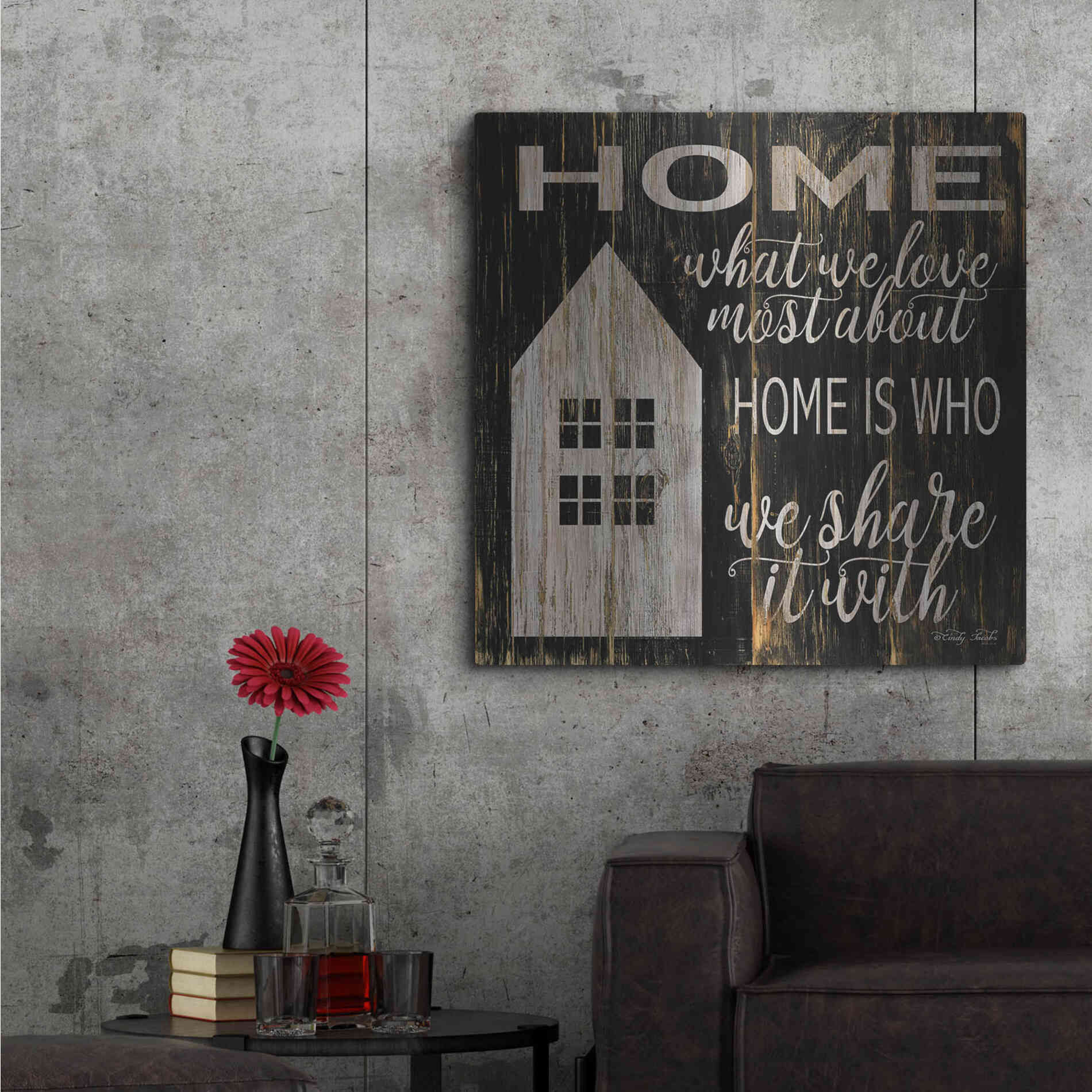 Luxe Metal Art 'Home is Who We Share It With' by Cindy Jacobs, Metal Wall Art,36x36