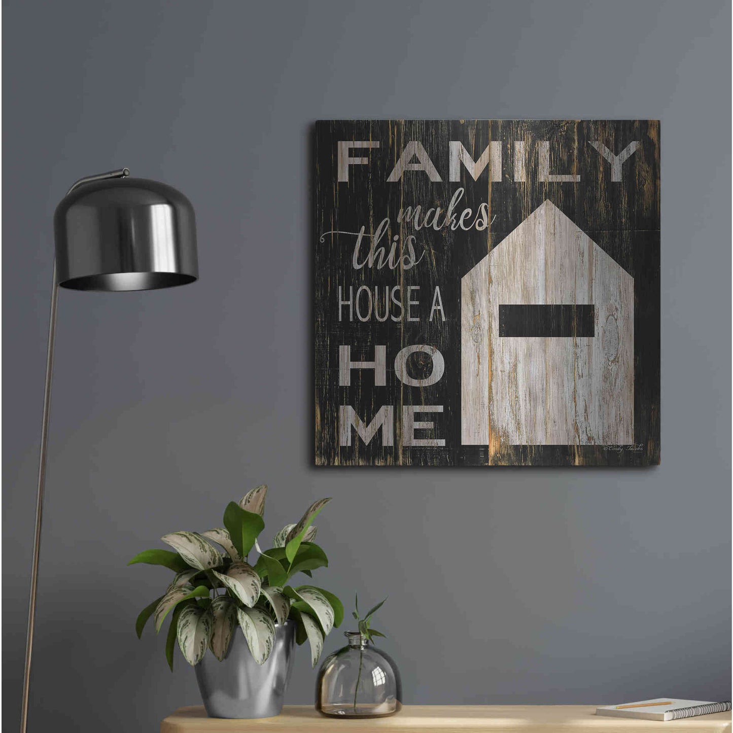 Luxe Metal Art 'Family Makes This House a Home' by Cindy Jacobs, Metal Wall Art,24x24