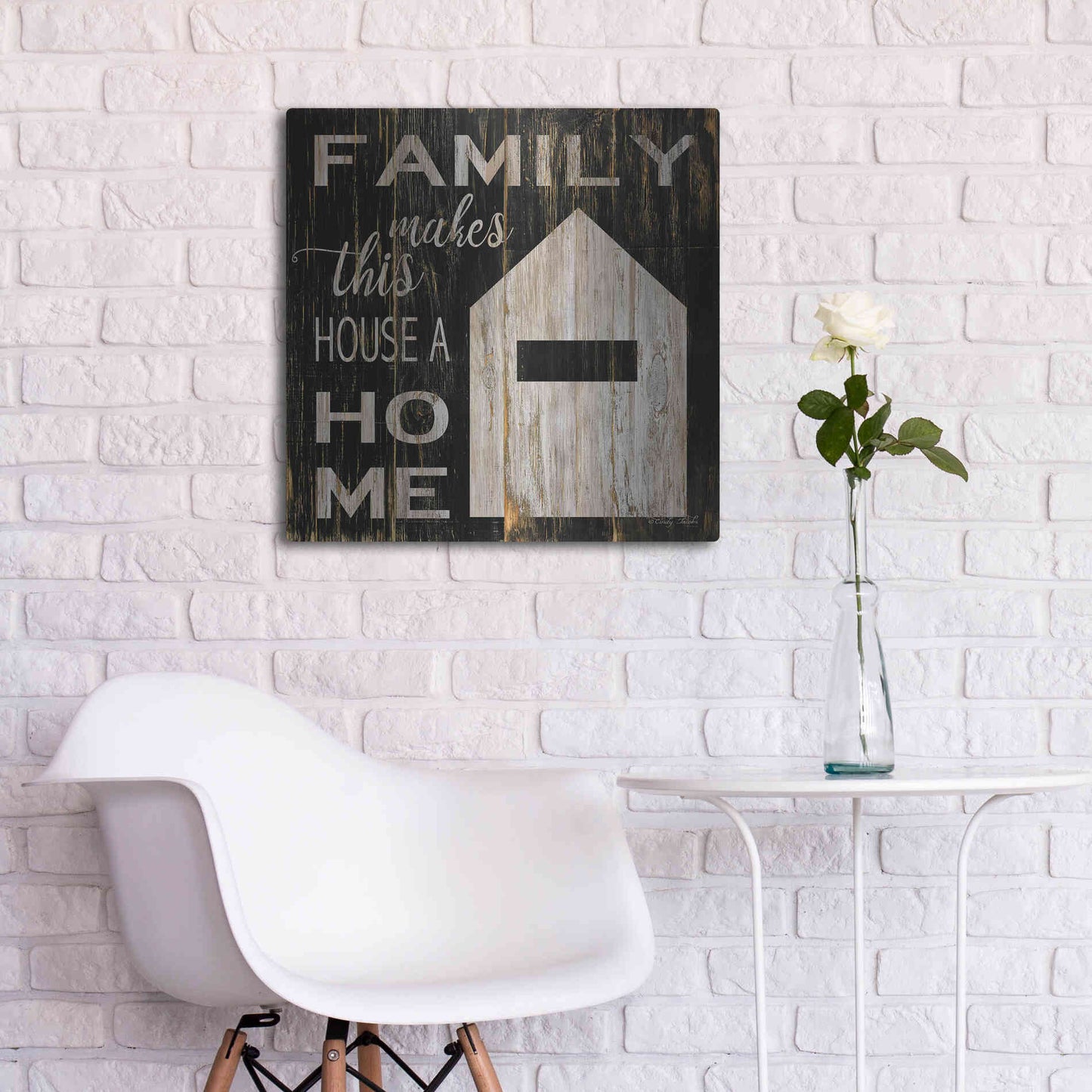 Luxe Metal Art 'Family Makes This House a Home' by Cindy Jacobs, Metal Wall Art,24x24