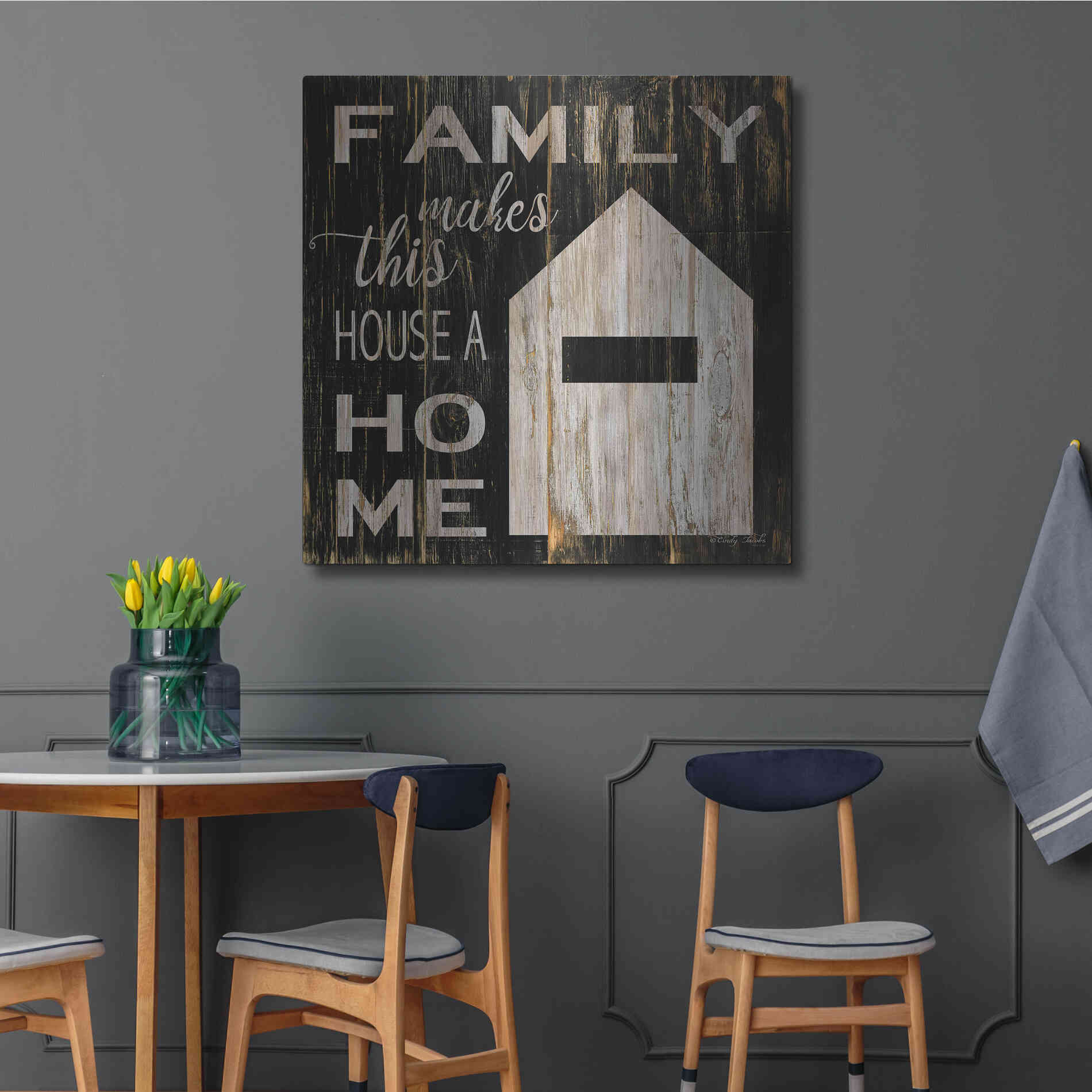 Luxe Metal Art 'Family Makes This House a Home' by Cindy Jacobs, Metal Wall Art,36x36