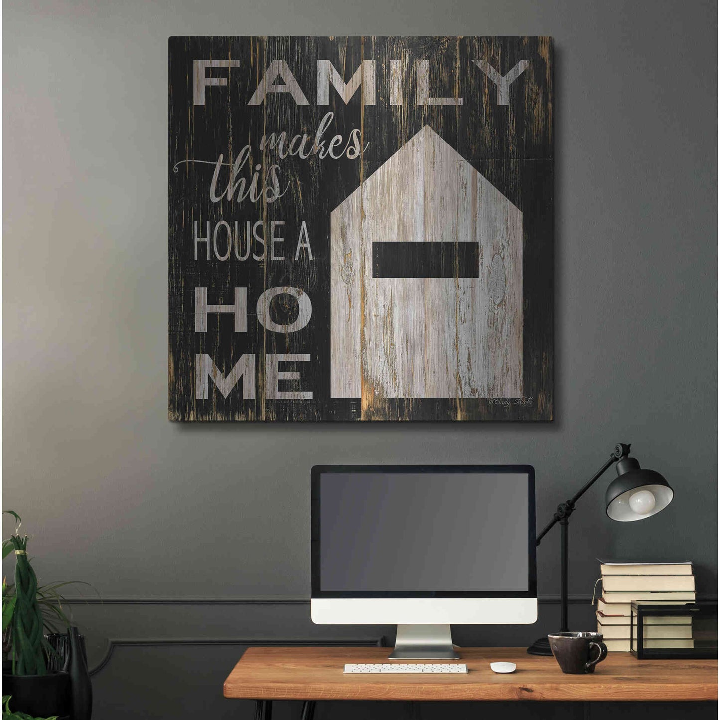 Luxe Metal Art 'Family Makes This House a Home' by Cindy Jacobs, Metal Wall Art,36x36