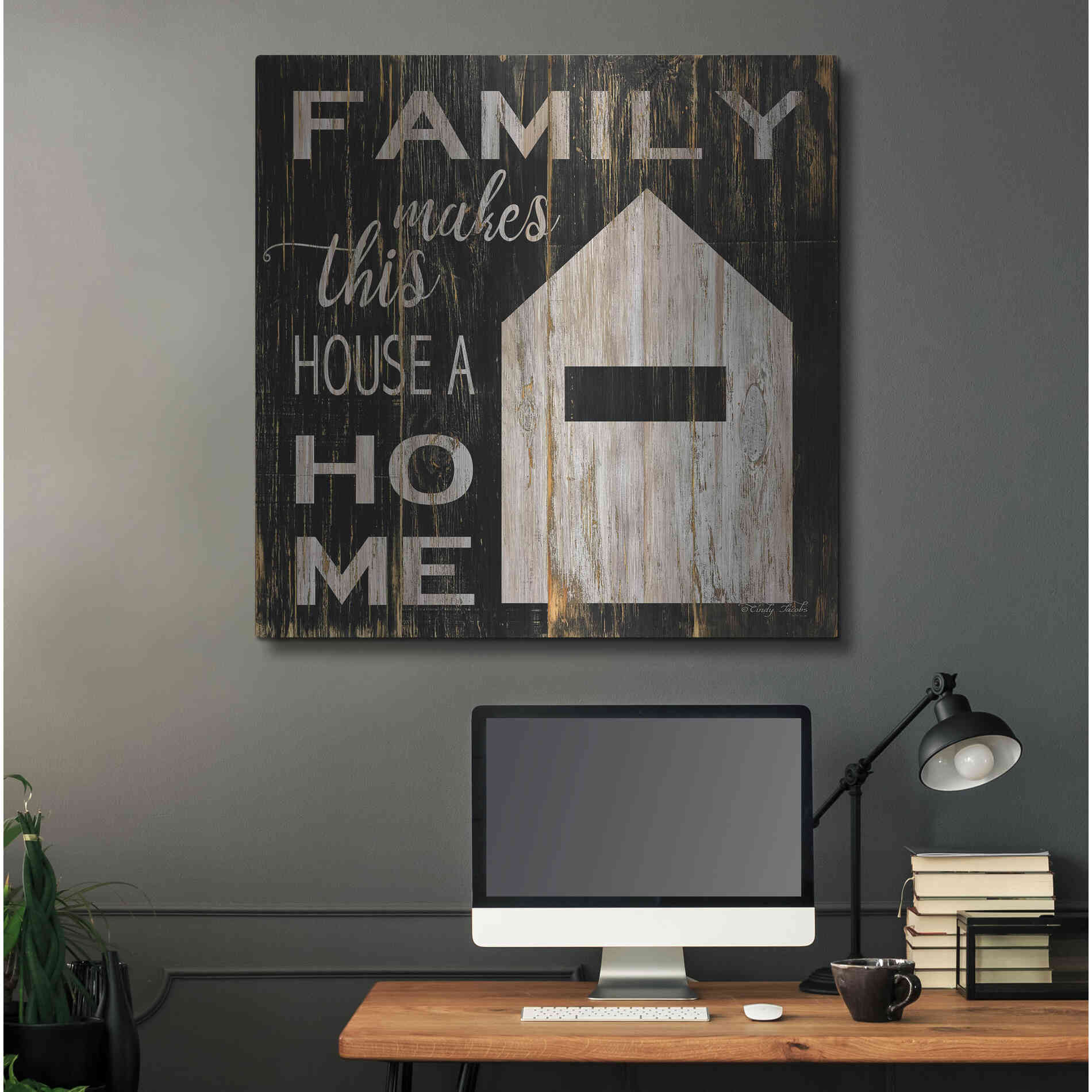 Luxe Metal Art 'Family Makes This House a Home' by Cindy Jacobs, Metal Wall Art,36x36