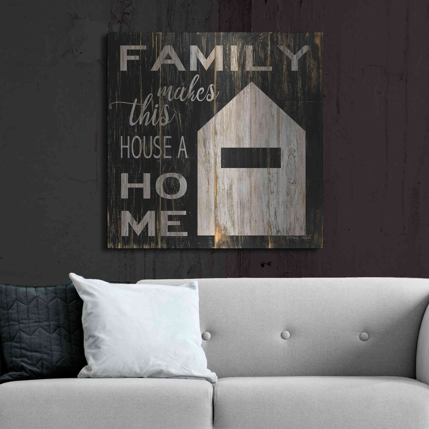 Luxe Metal Art 'Family Makes This House a Home' by Cindy Jacobs, Metal Wall Art,36x36