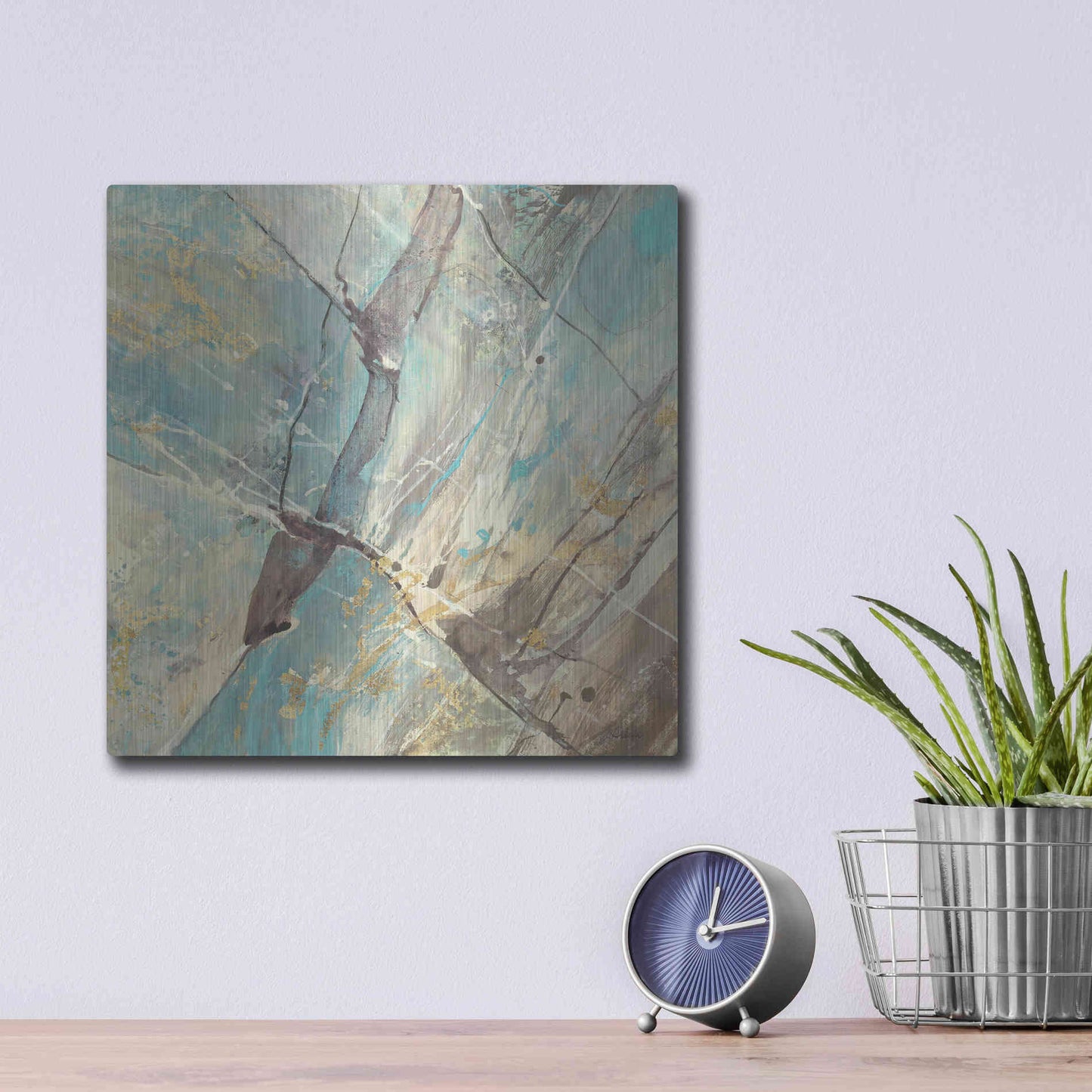 Luxe Metal Art 'Blue Water II' by Albena Hristova, Metal Wall Art,12x12