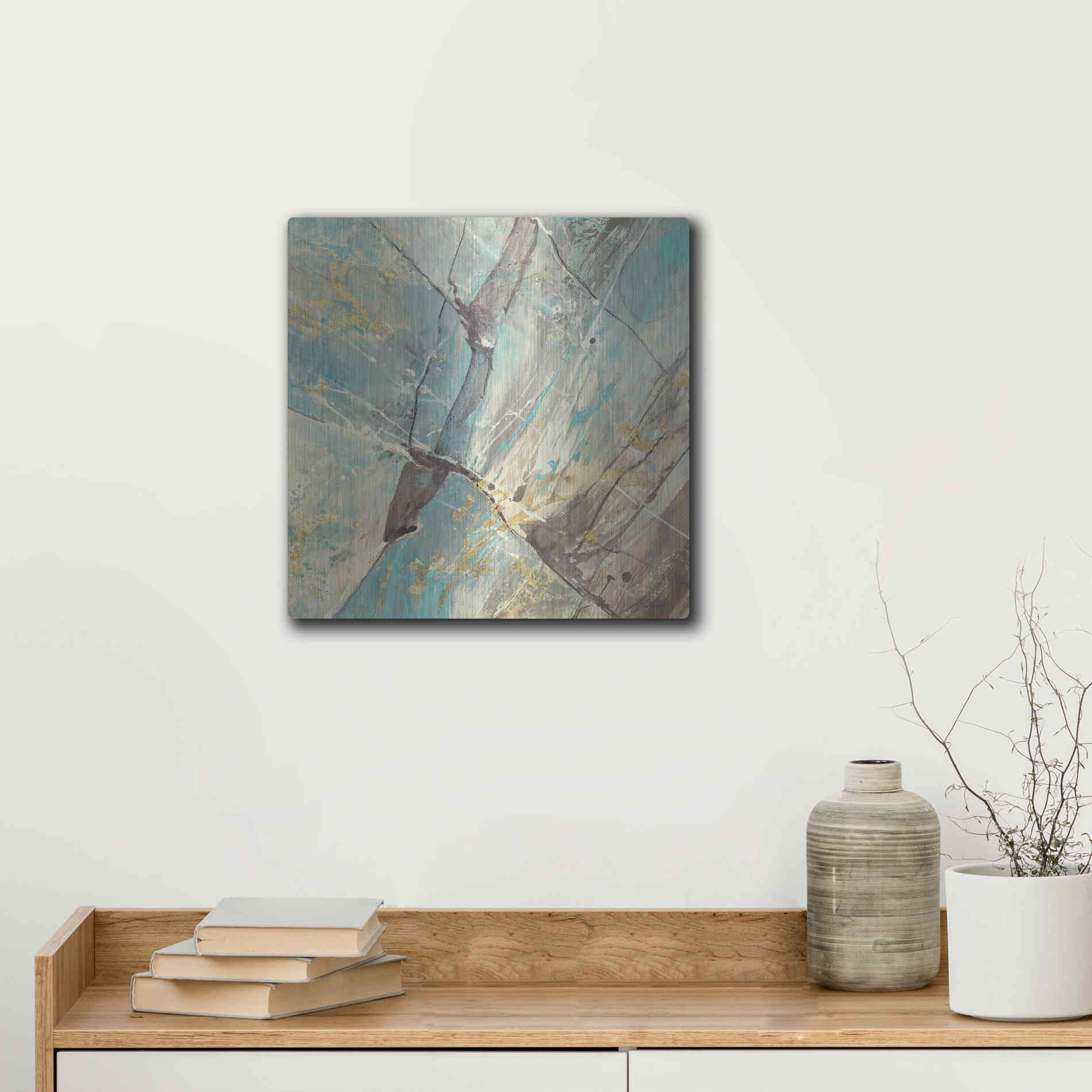 Luxe Metal Art 'Blue Water II' by Albena Hristova, Metal Wall Art,12x12