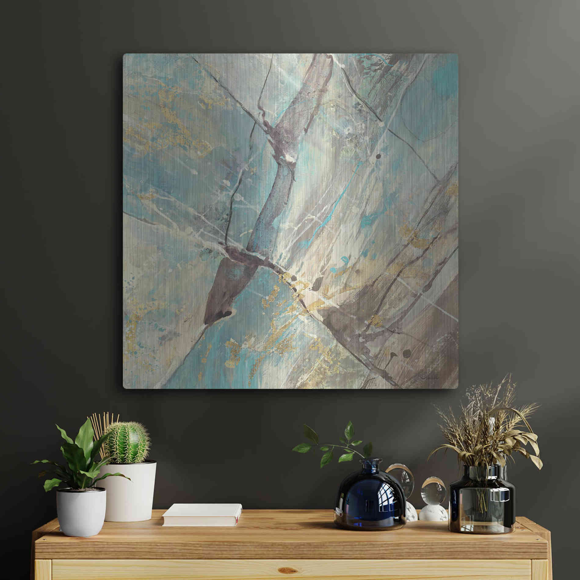 Luxe Metal Art 'Blue Water II' by Albena Hristova, Metal Wall Art,24x24