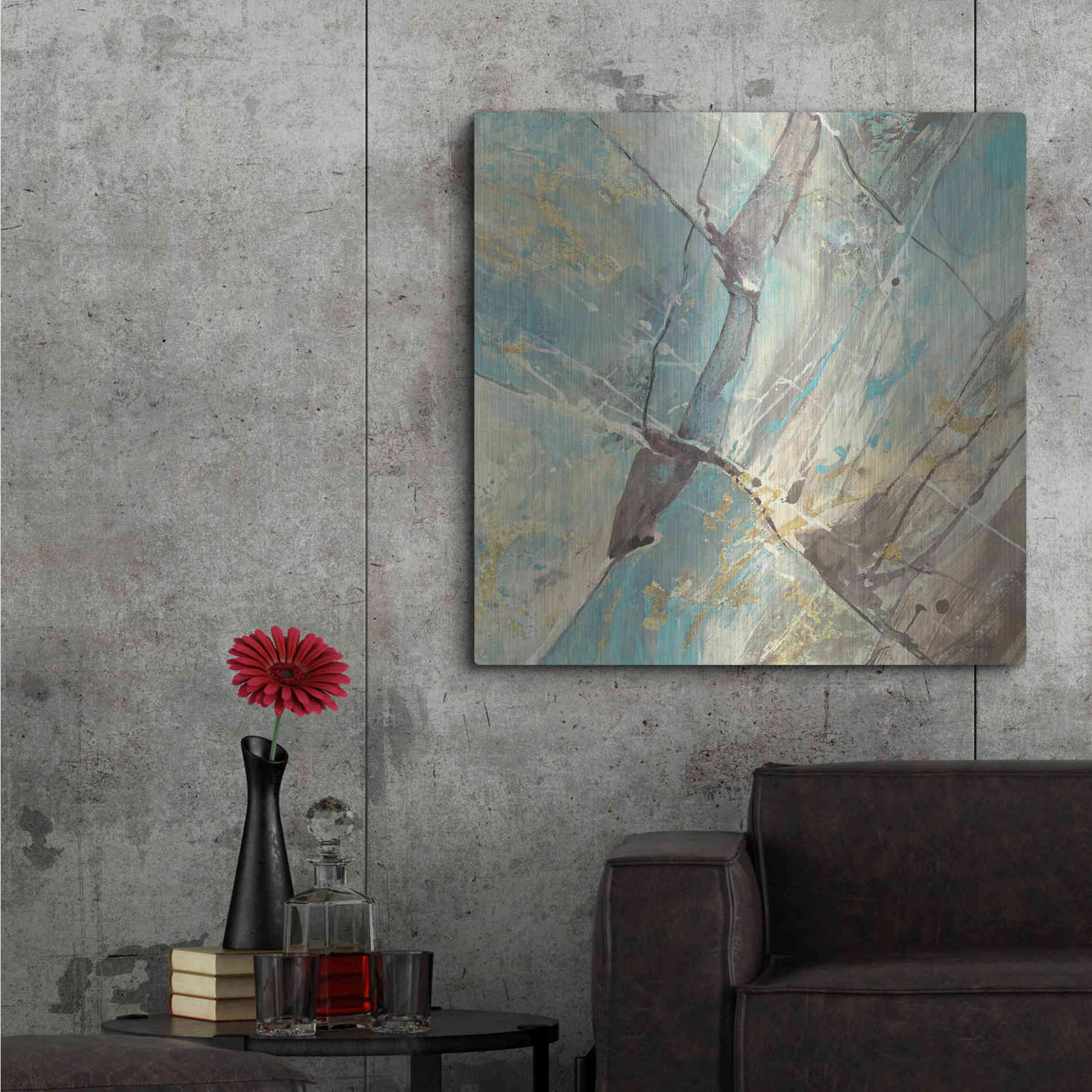 Luxe Metal Art 'Blue Water II' by Albena Hristova, Metal Wall Art,36x36