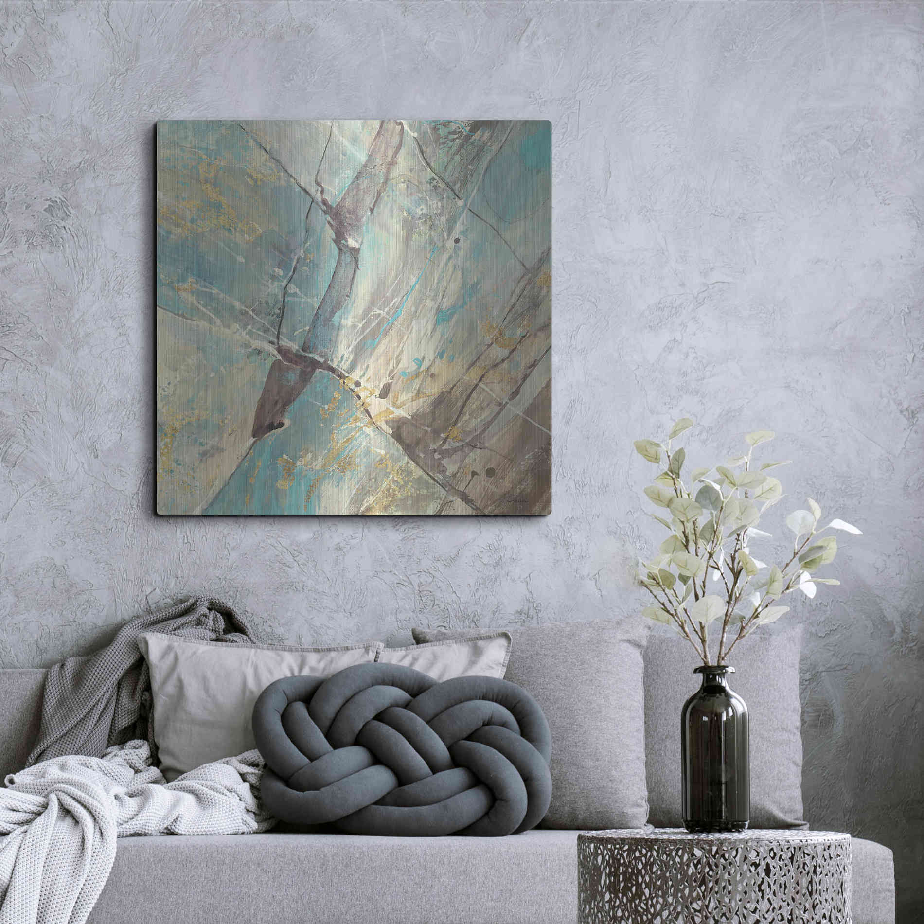 Luxe Metal Art 'Blue Water II' by Albena Hristova, Metal Wall Art,36x36