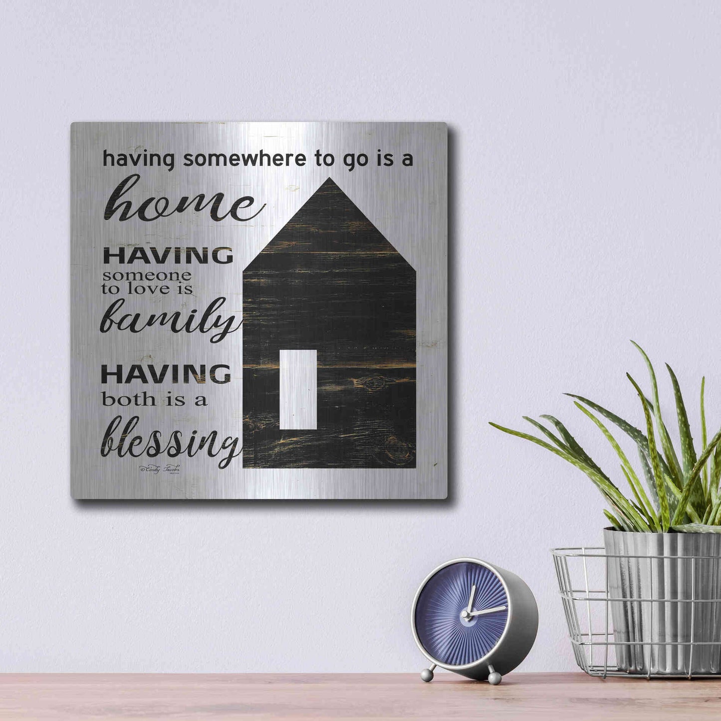 Luxe Metal Art 'A Blessing' by Cindy Jacobs, Metal Wall Art,12x12