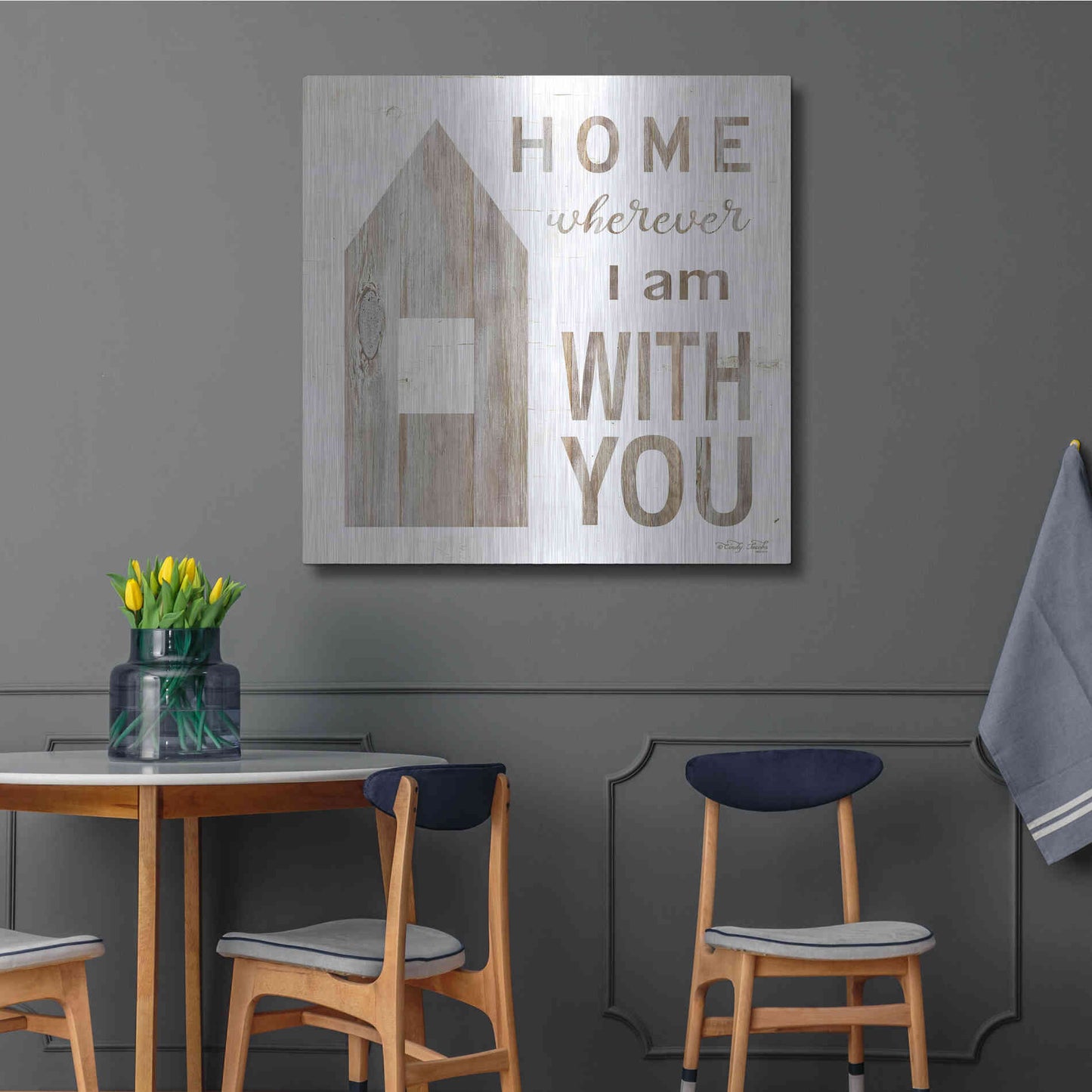 Luxe Metal Art 'Home - Wherever I Am with You' by Cindy Jacobs, Metal Wall Art,36x36