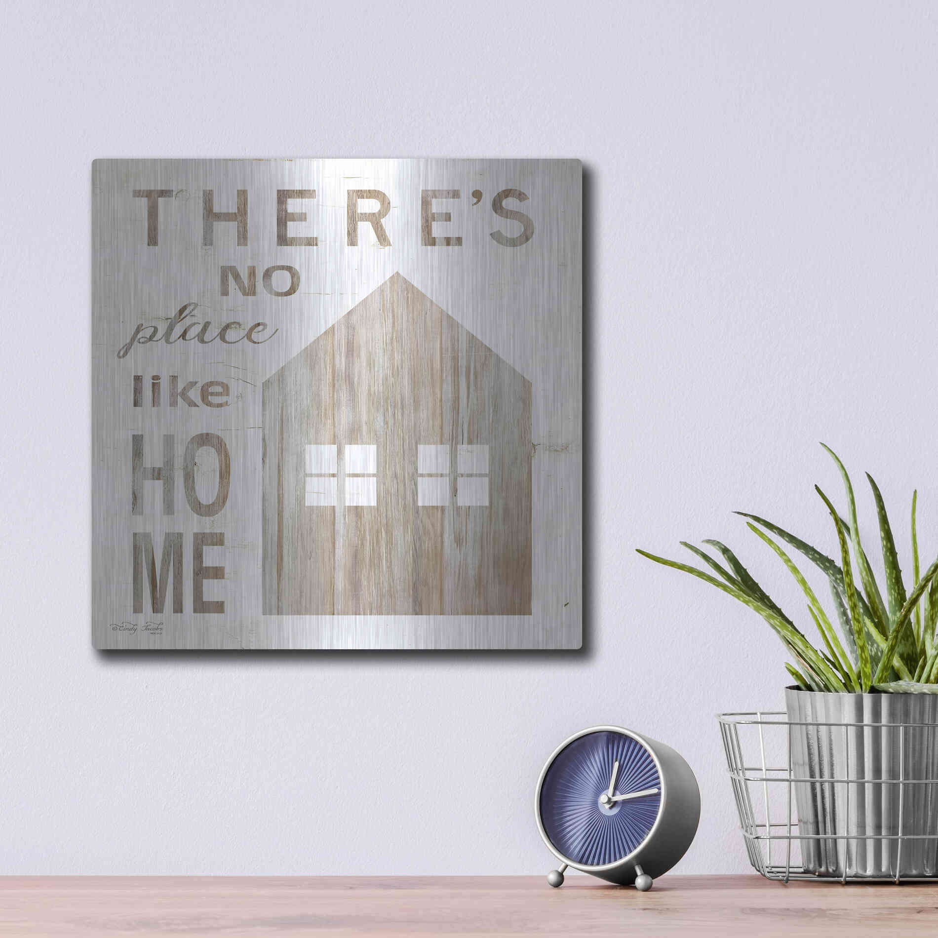 Luxe Metal Art 'There's No Place Like Home' by Cindy Jacobs, Metal Wall Art,12x12