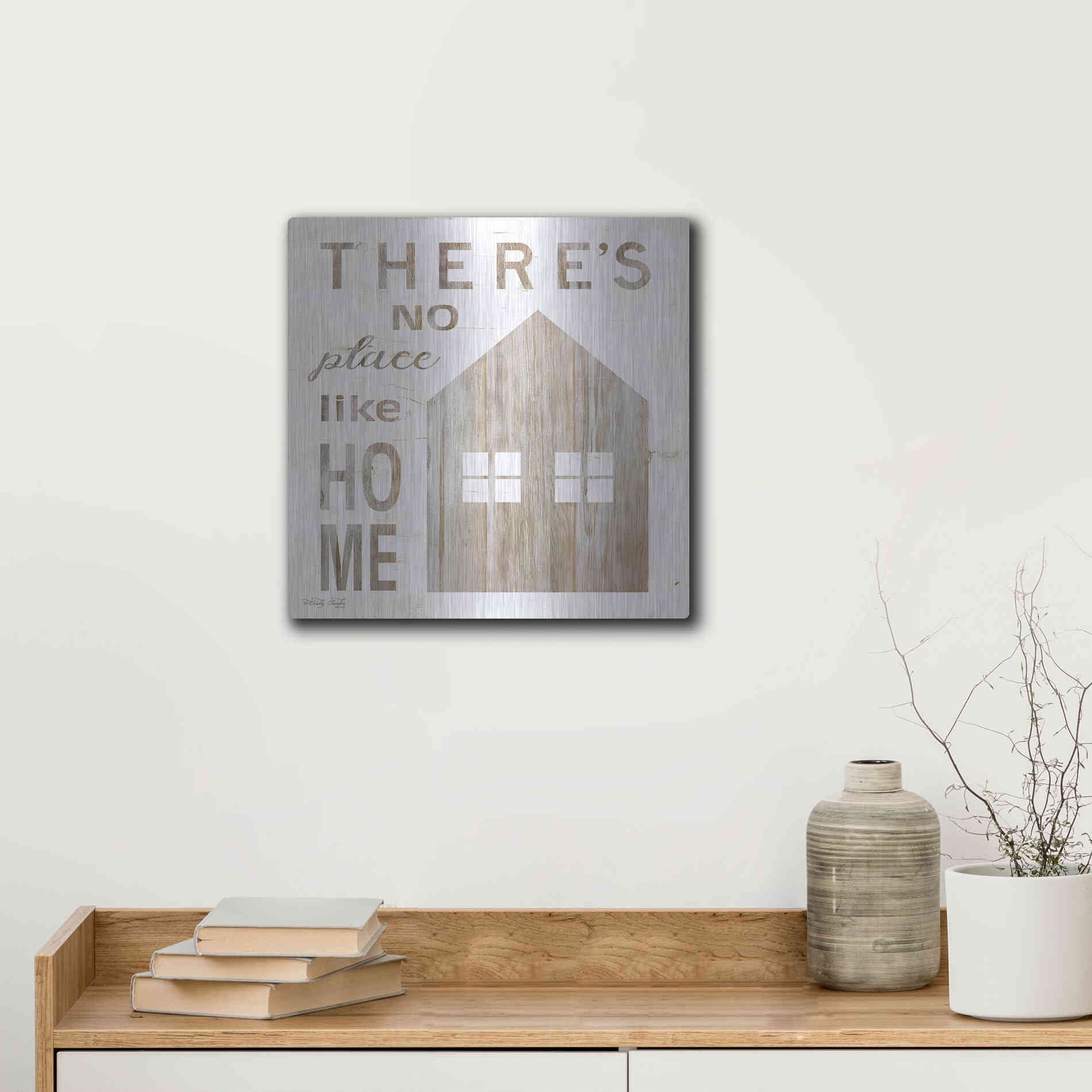 Luxe Metal Art 'There's No Place Like Home' by Cindy Jacobs, Metal Wall Art,12x12