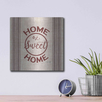 Luxe Metal Art 'Home Sweet Home Embroidery' by Cindy Jacobs, Metal Wall Art,12x12