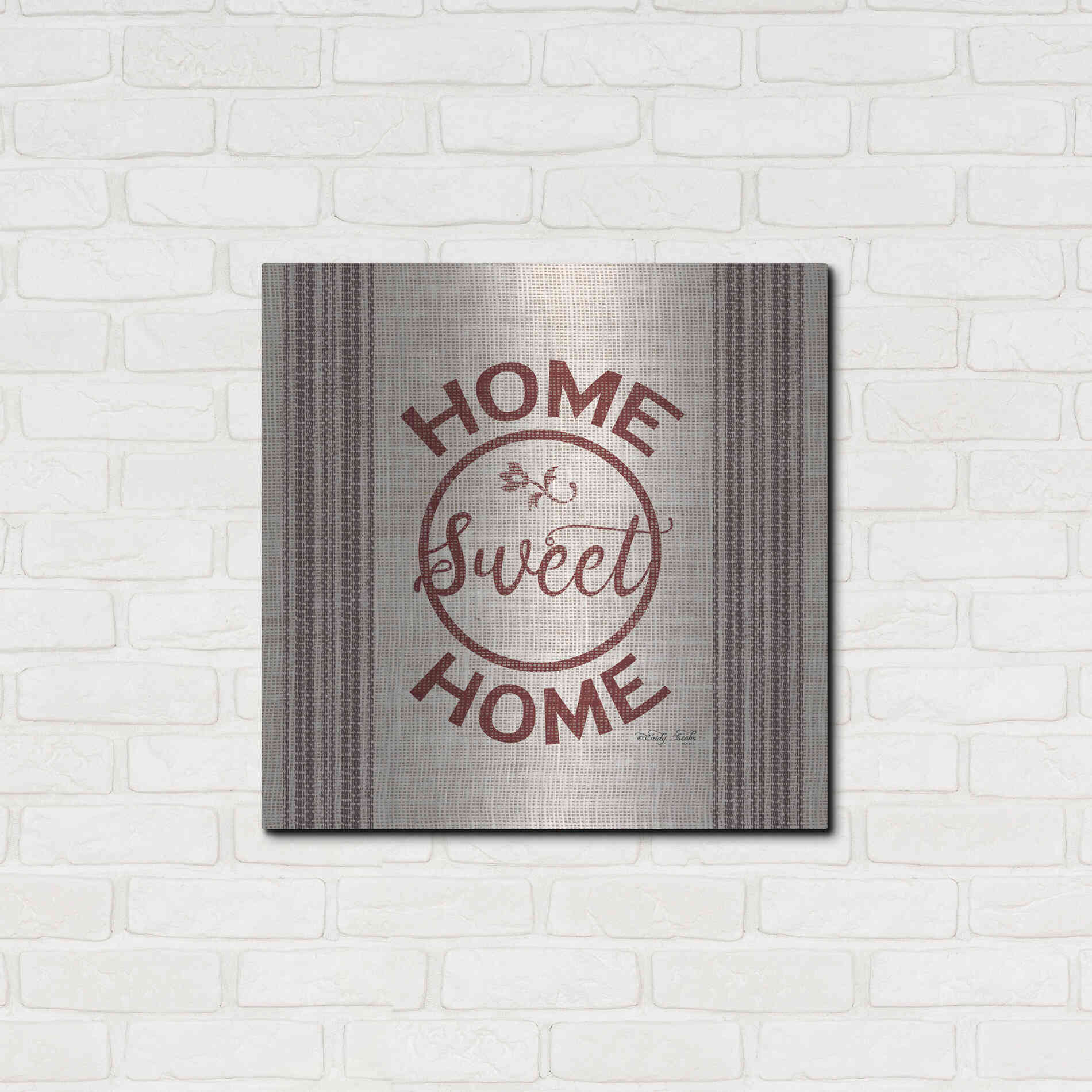 Luxe Metal Art 'Home Sweet Home Embroidery' by Cindy Jacobs, Metal Wall Art,24x24